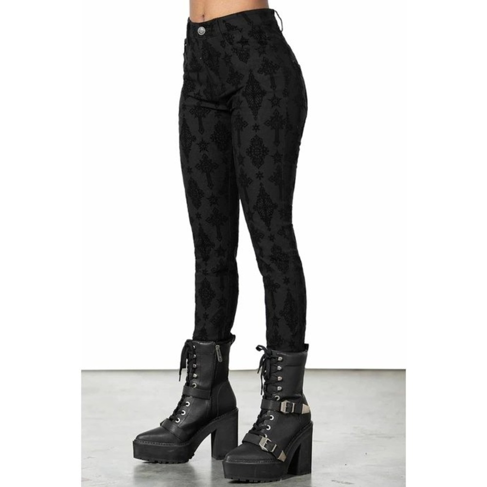 Killstar nora flocked trousers cross pattern whimsigoth size Small